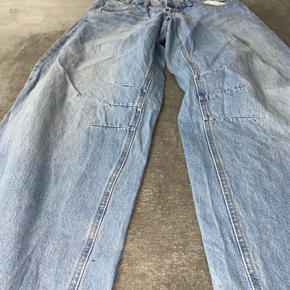 Wild Fable Barrel Jeans Women 6 Light Wash Blue High Rise Curved Leg Articulated - Picture 7 of 14